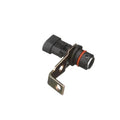 Crankshaft position sensor with black connector, orange seal ring, and metal mounting bracket