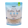 Grey coarse sea salt in Sante pouch, resealable stand-up bag