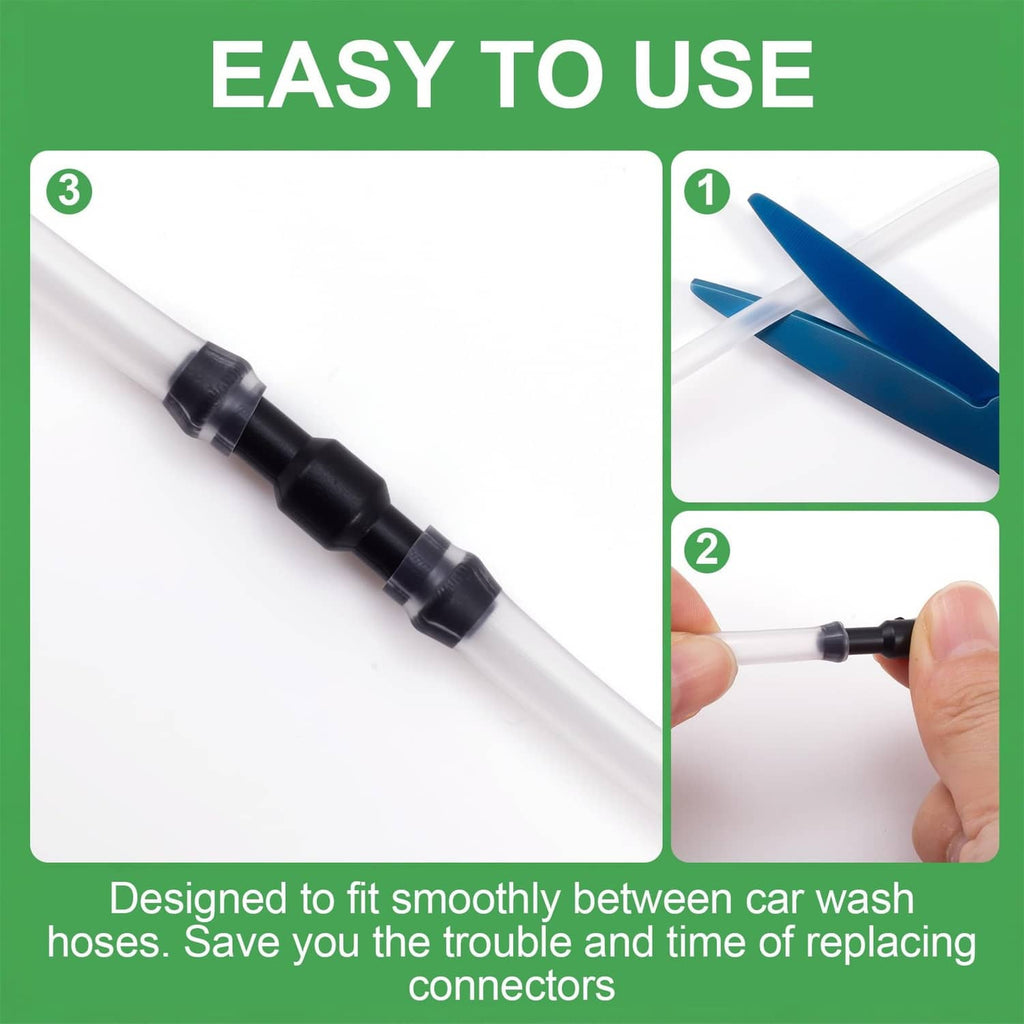 Black two-way windshield washer hose connector with barbed coupler pieces