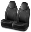 Pair of black front car seat covers with textured mesh side inserts