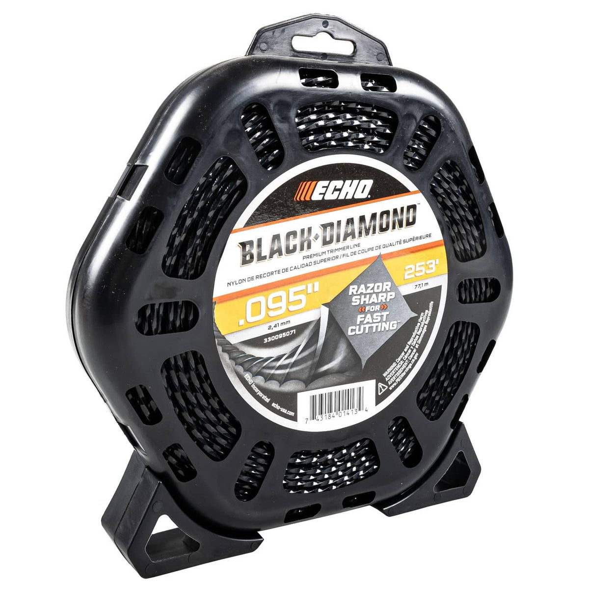 Echo Black Diamond 0.095 in trimmer line spool, 253 ft label on black housing