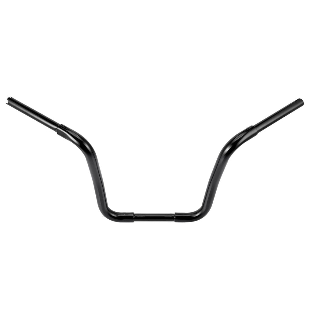 Black 14" rise ape hanger handlebar, front view with centered crossbar