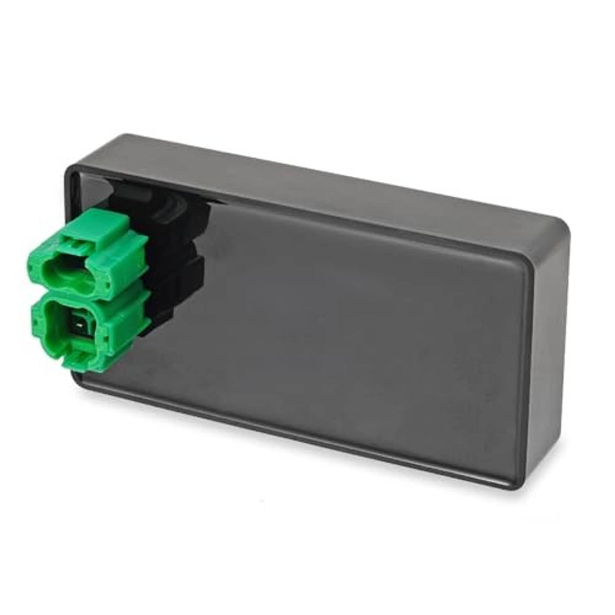 CDI ignition box with green connector plug and black-gray rectangular enclosure