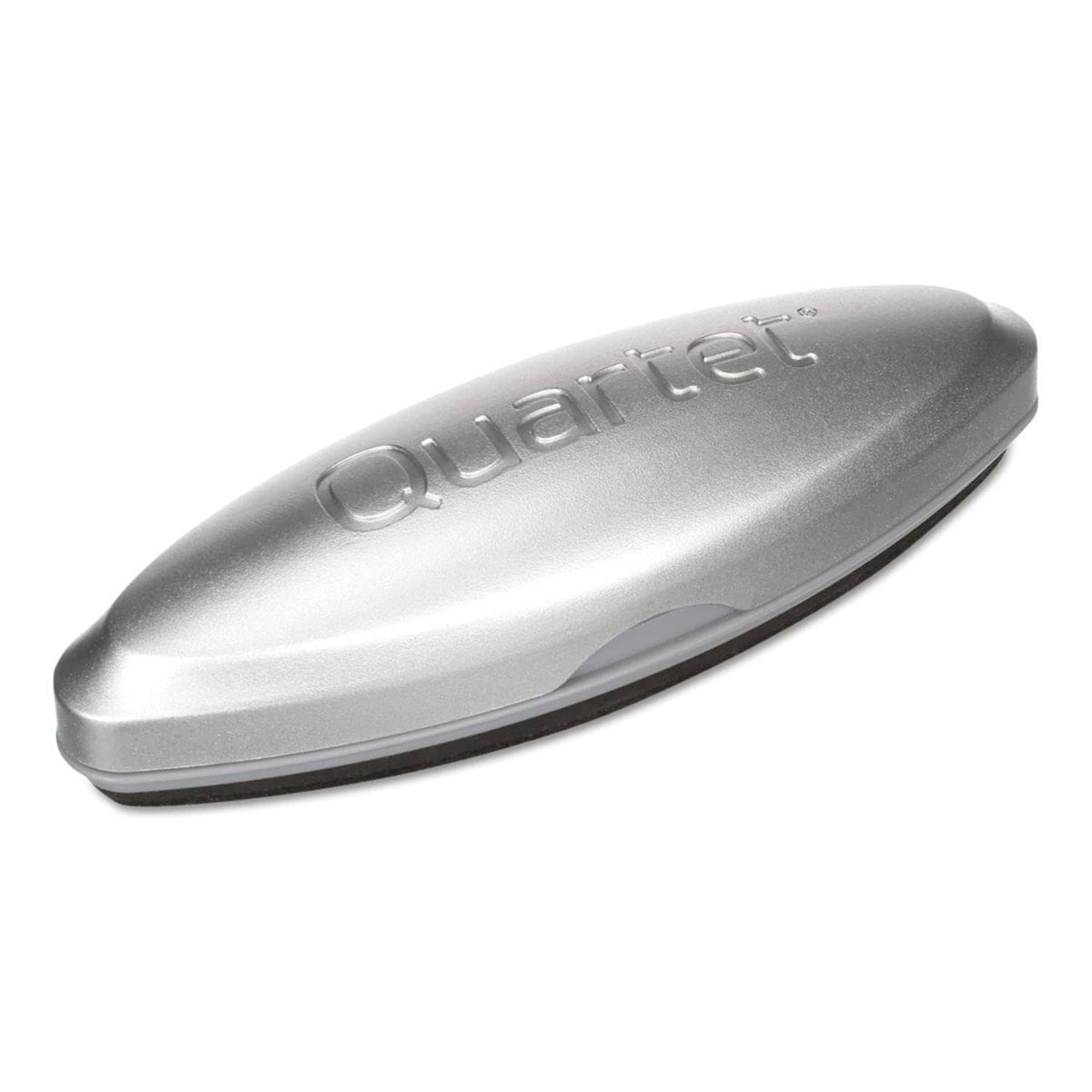 Quartet Glass magnetic dry erase whiteboard eraser, silver-gray with molded logo