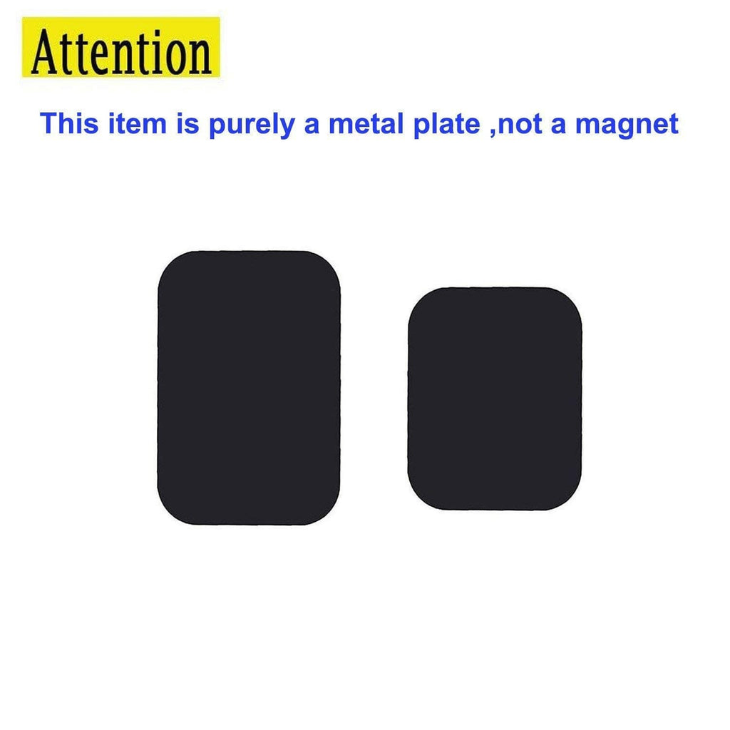 Pair of black square adhesive metal plate stickers for phone mounting