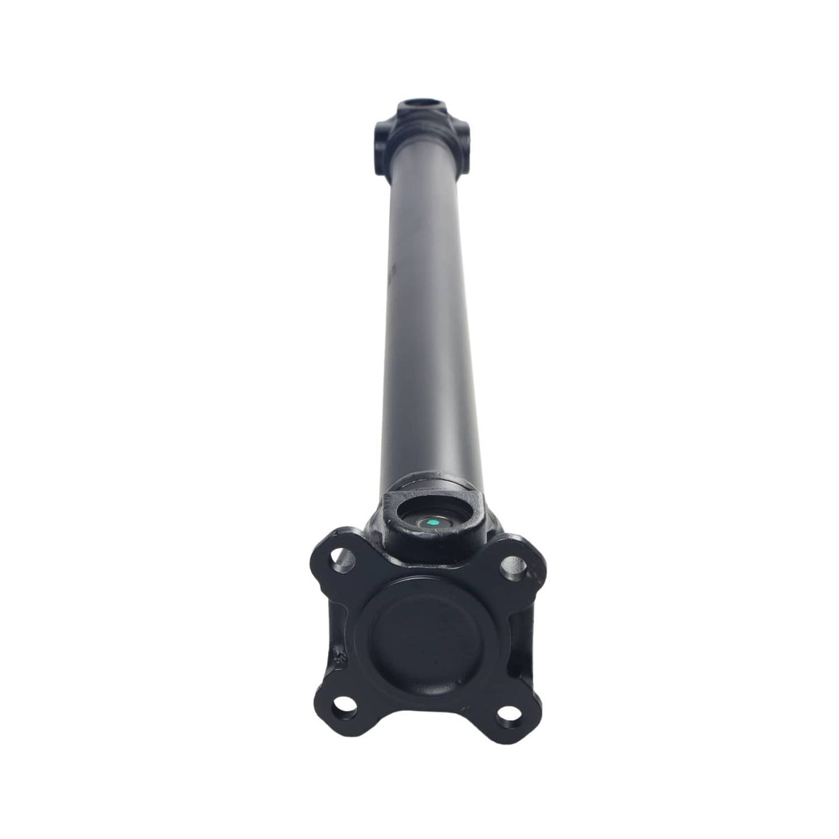 Front driveshaft yoke flange with bolt holes and rubber-sealed joint