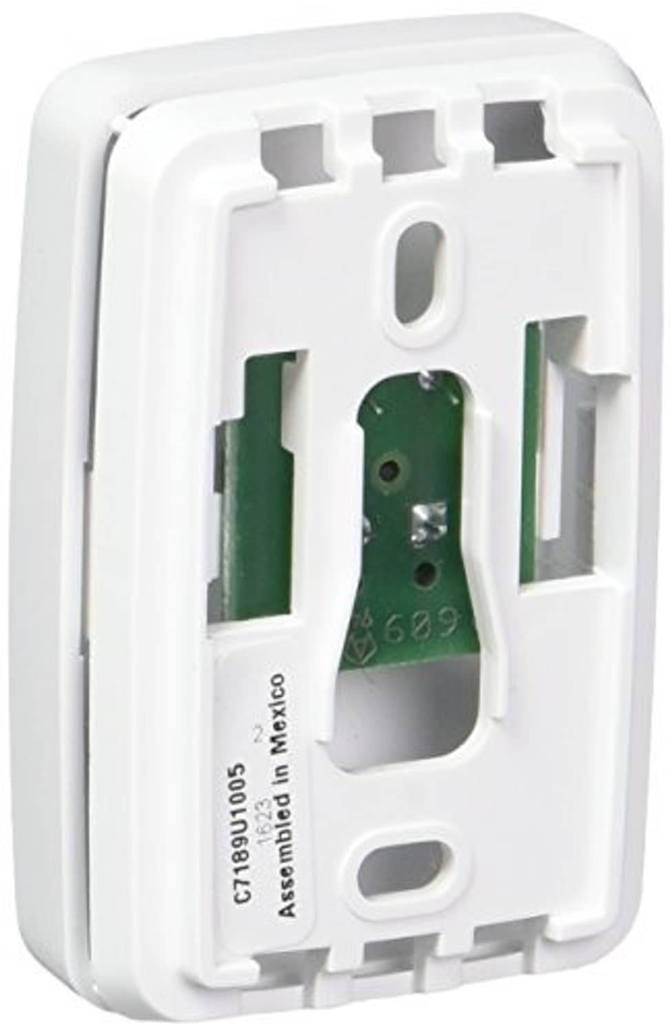 Hardwired indoor remote sensor back with wiring terminals, white housing