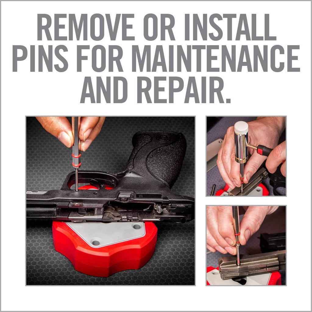 Pin punch set used to remove or install pins with bench block