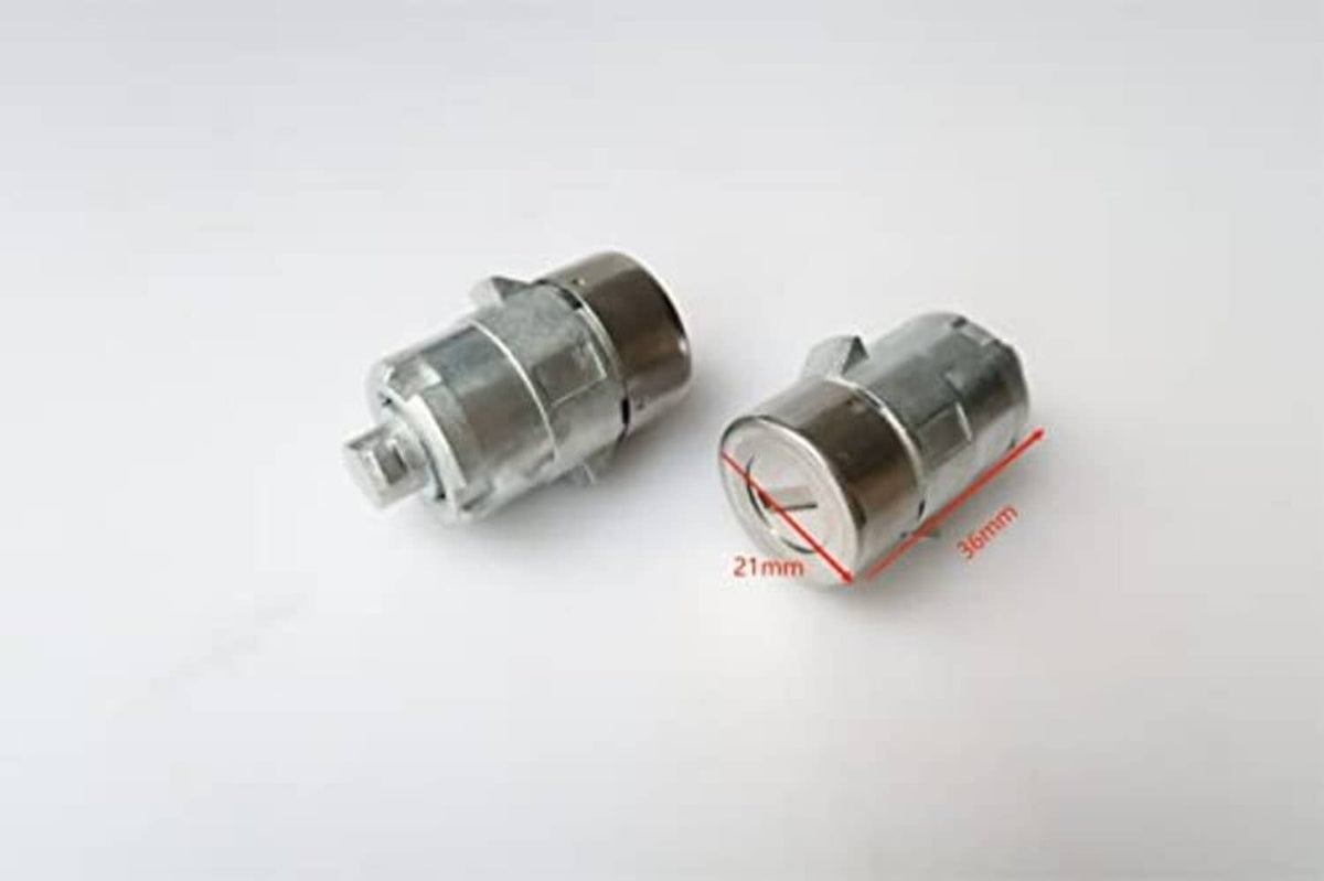 Door lock cylinder pair with size marks: 21 mm and 30 mm