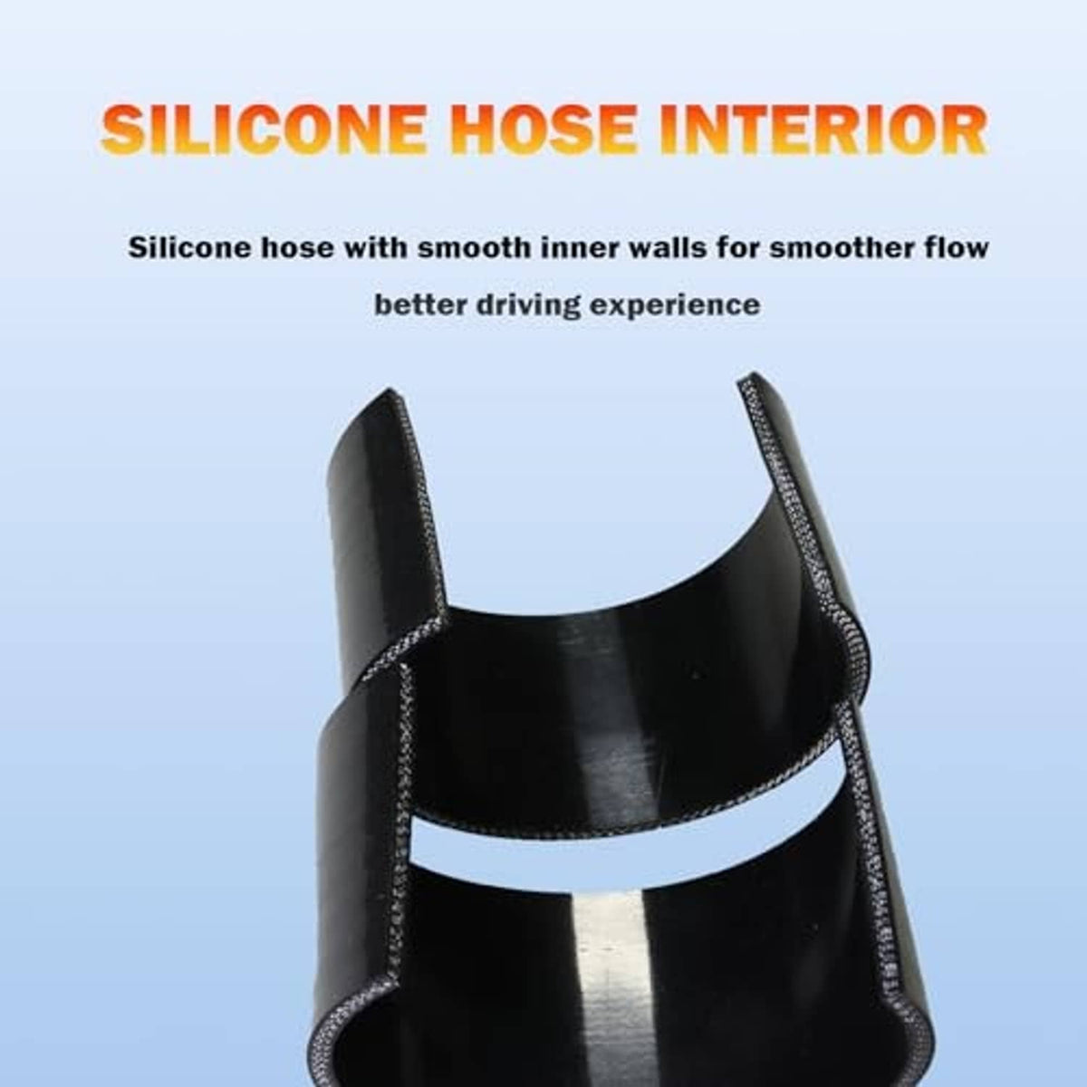 Black silicone straight reducer with smooth inner walls for steady flow.