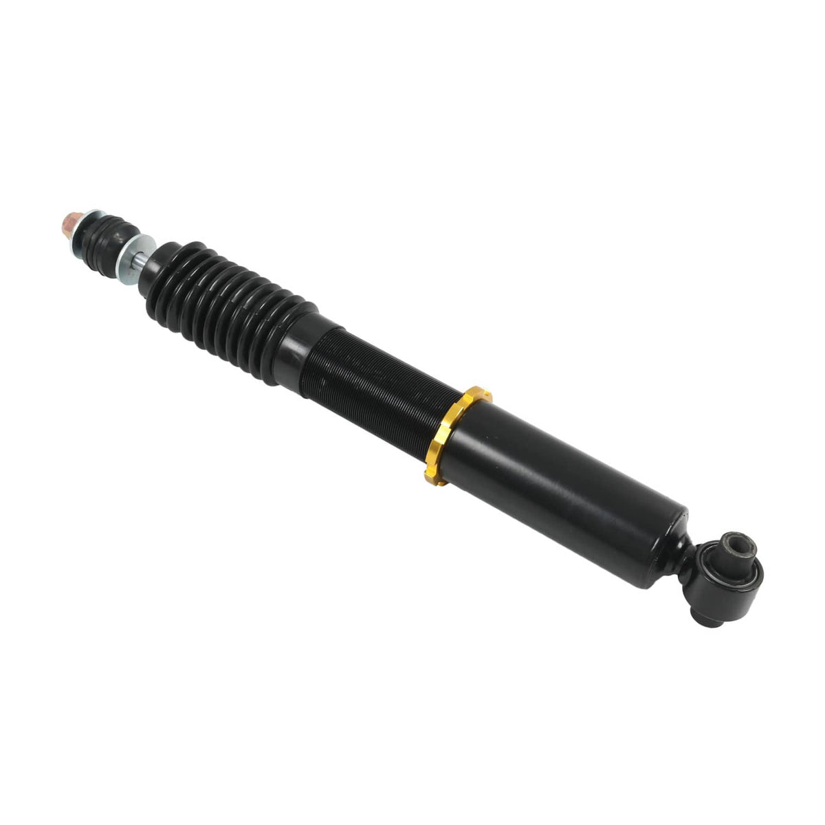 Single shock absorber with black body and spring, with gold band detail
