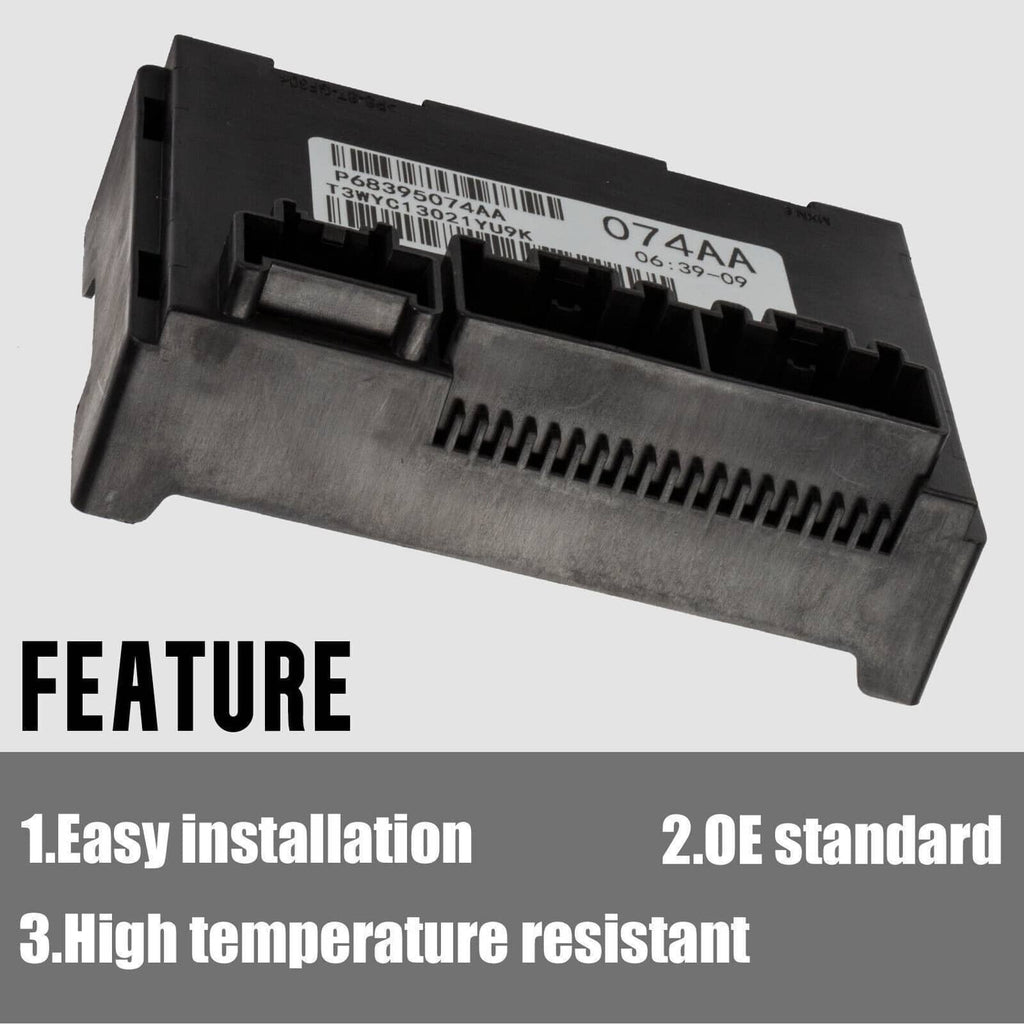 Black transfer case control module front edge with connector housing and label area