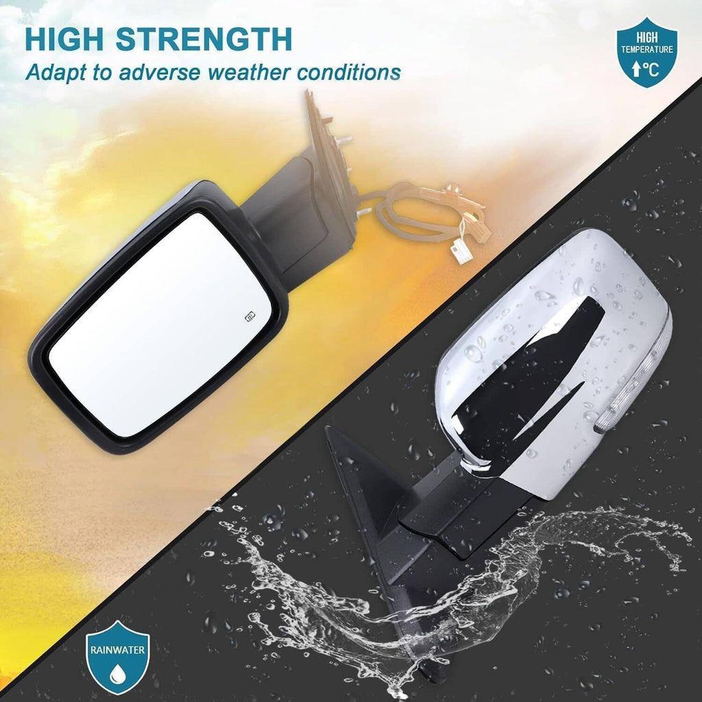 Power folding left side mirror cover with integrated signal light, black housing