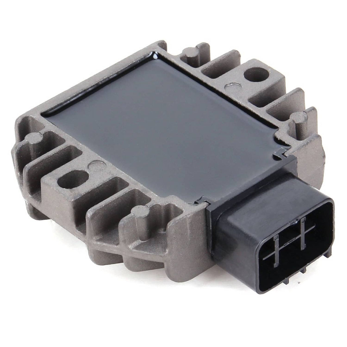 Voltage regulator rectifier unit underside view with black output connector