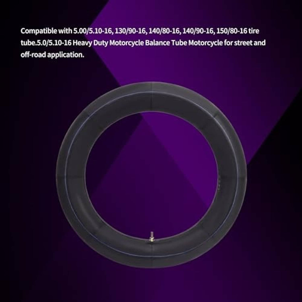 Motorcycle inner tube ring with air valve stem, full circular view