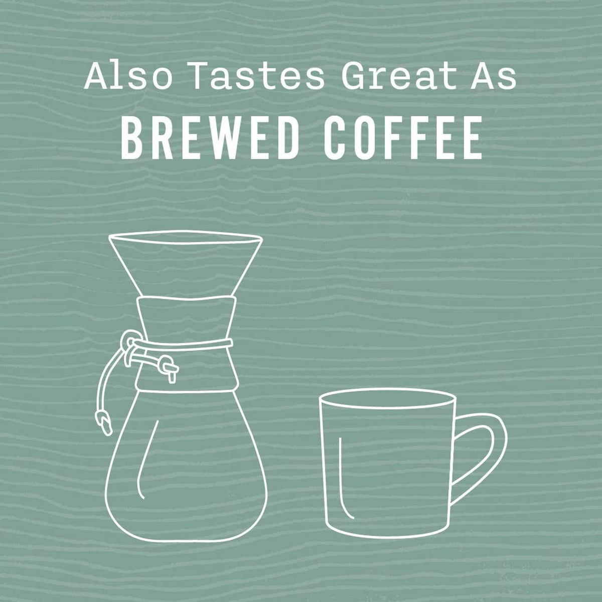 Also tastes great as brewed coffee label graphic