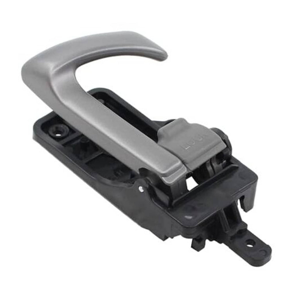 Gray interior door handle with black mounting base, front or rear driver-side left.