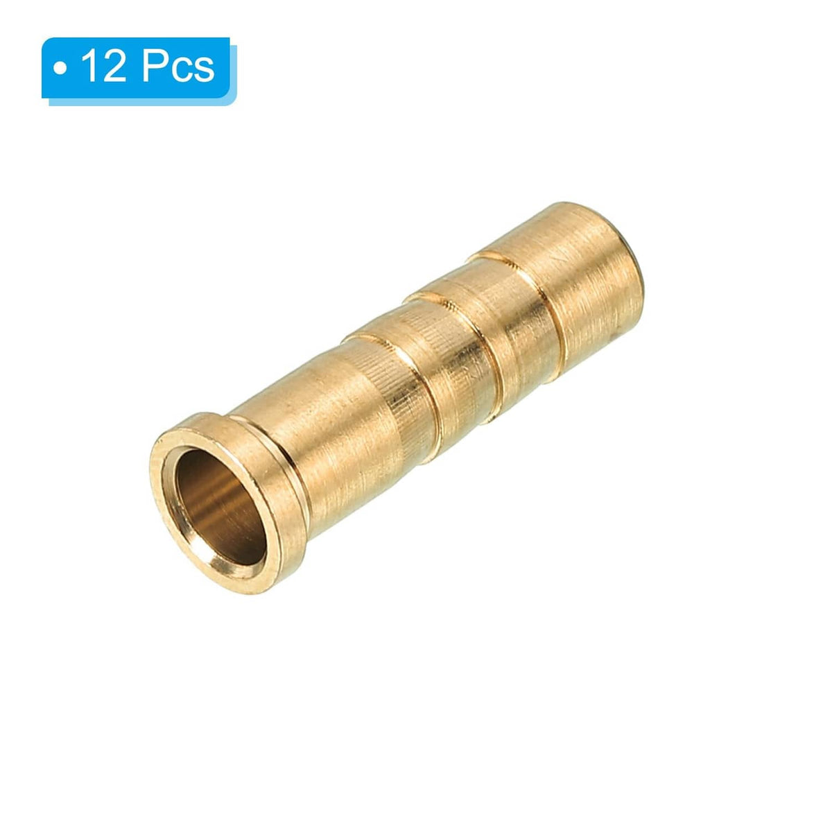 Brass arrow insert sleeve with ridged exterior and hollow tip
