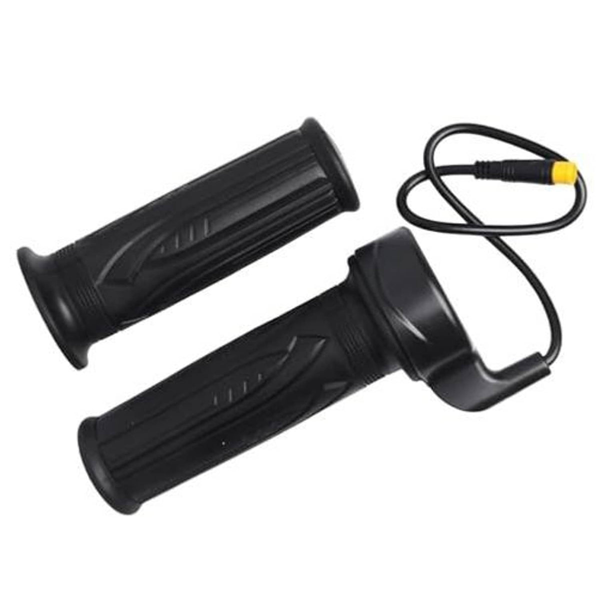 Black twist throttle grips with cable lead and molded connector base