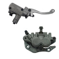 Front brake master cylinder caliper, gray housing with lever and reservoir cap