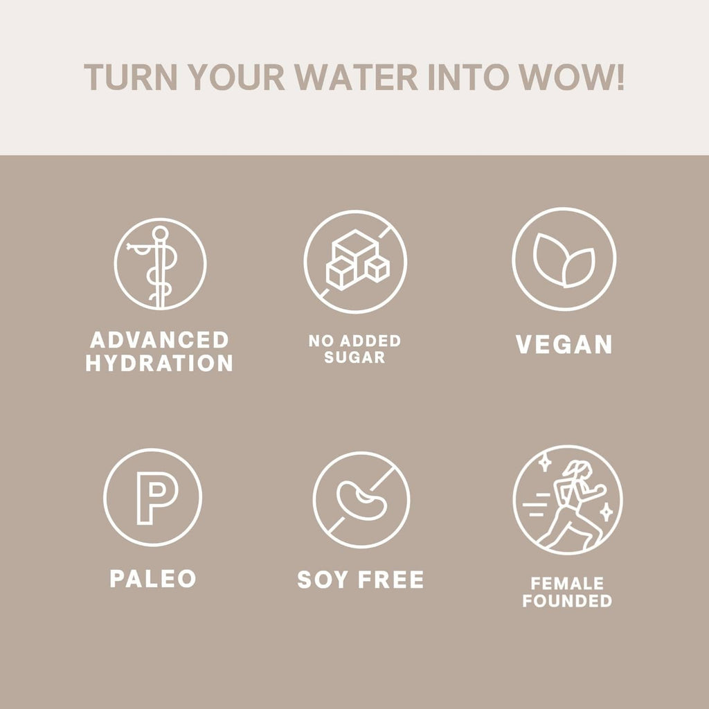 Electrolyte drink mix ingredient and dietary icons, including vegan and soy-free