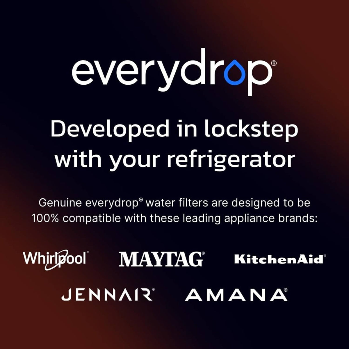everydrop logo and compatibility text for refrigerator water filters