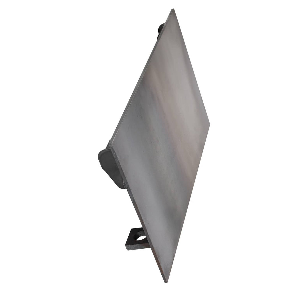 Steel mounting bracket plate with angled side mounts and front edge bracket openings