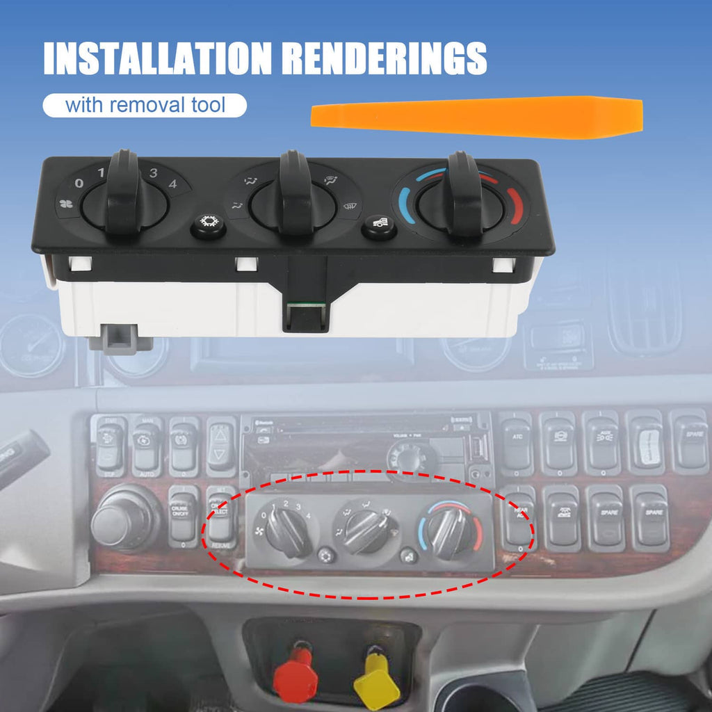 A/C climate control module panel installed in dashboard with three control knobs