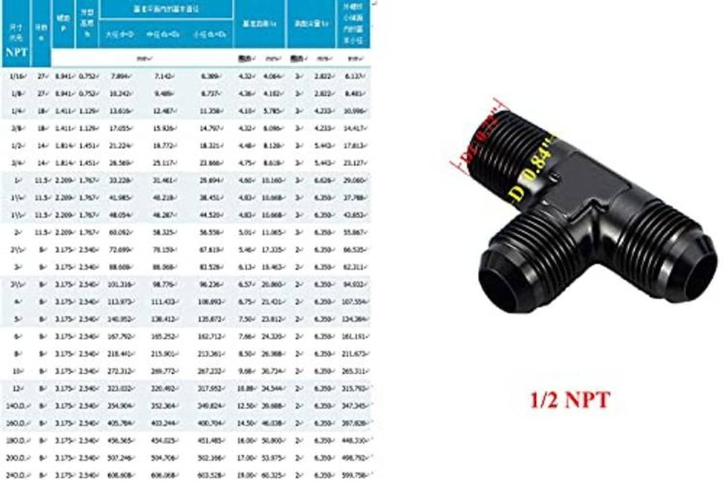 Black three-way tee fitting marked 1/2 NPT