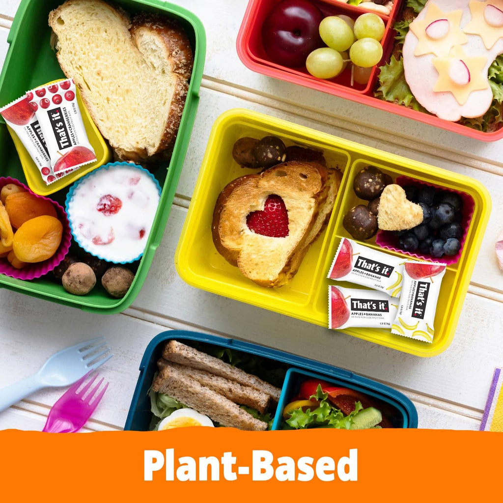 Assorted snack trays with multiple mini fruit bar wrappers