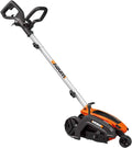 Corded electric lawn edger and trencher with black handle and orange motor housing