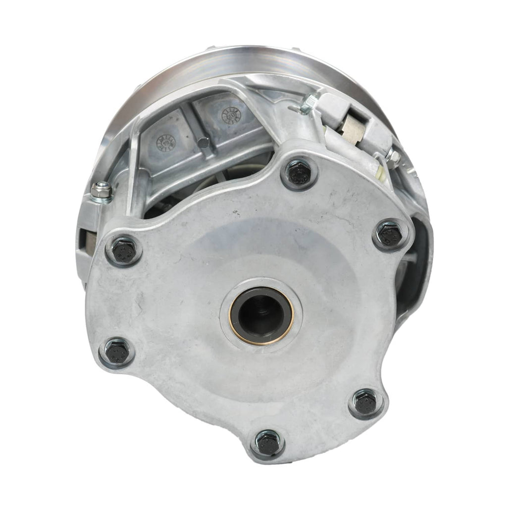 Primary drive clutch assembly with circular mounting plate and central hub opening