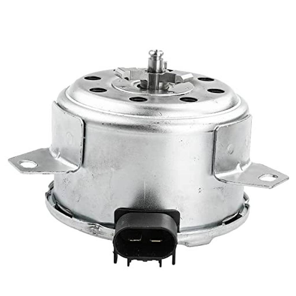 Radiator fan cooling motor, silver housing with front brackets and black plug