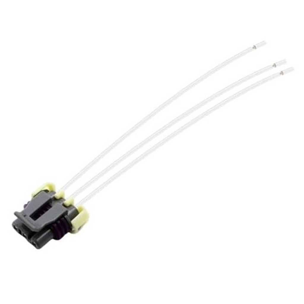 Crankshaft position sensor connector pigtail wiring harness with black plug and two white leads
