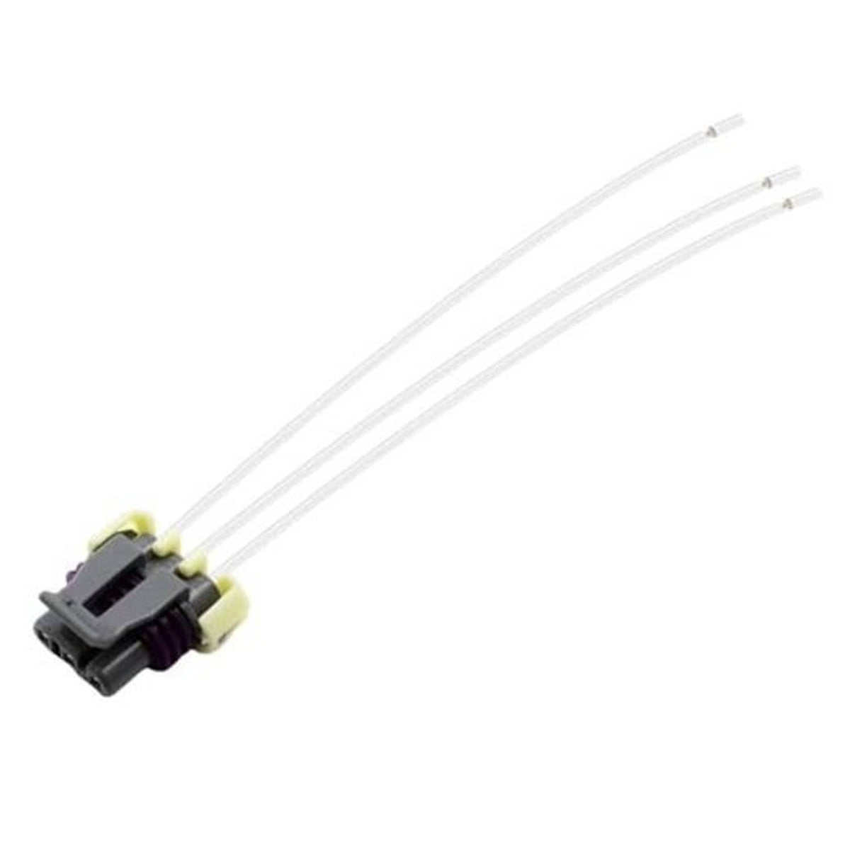 Crankshaft position sensor connector pigtail wiring harness with black plug and two white leads