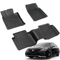 Black TPE all-weather floor liner mats with raised channels and anchor grommets