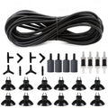 Aquarium air tubing kit with black airline tubing, connectors, diffusers, and foam bases