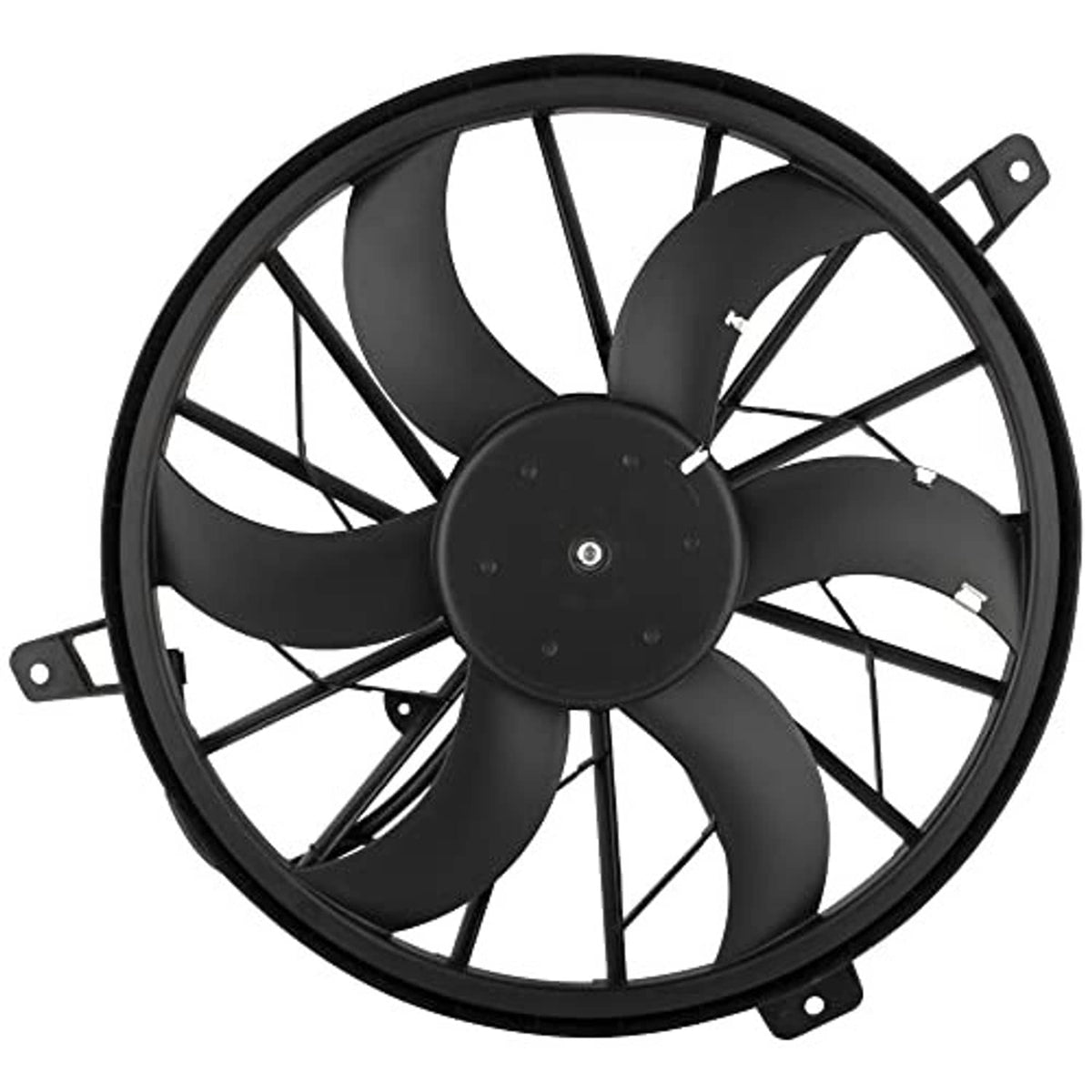 AC condenser cooling fan with black blade fan and round center hub
