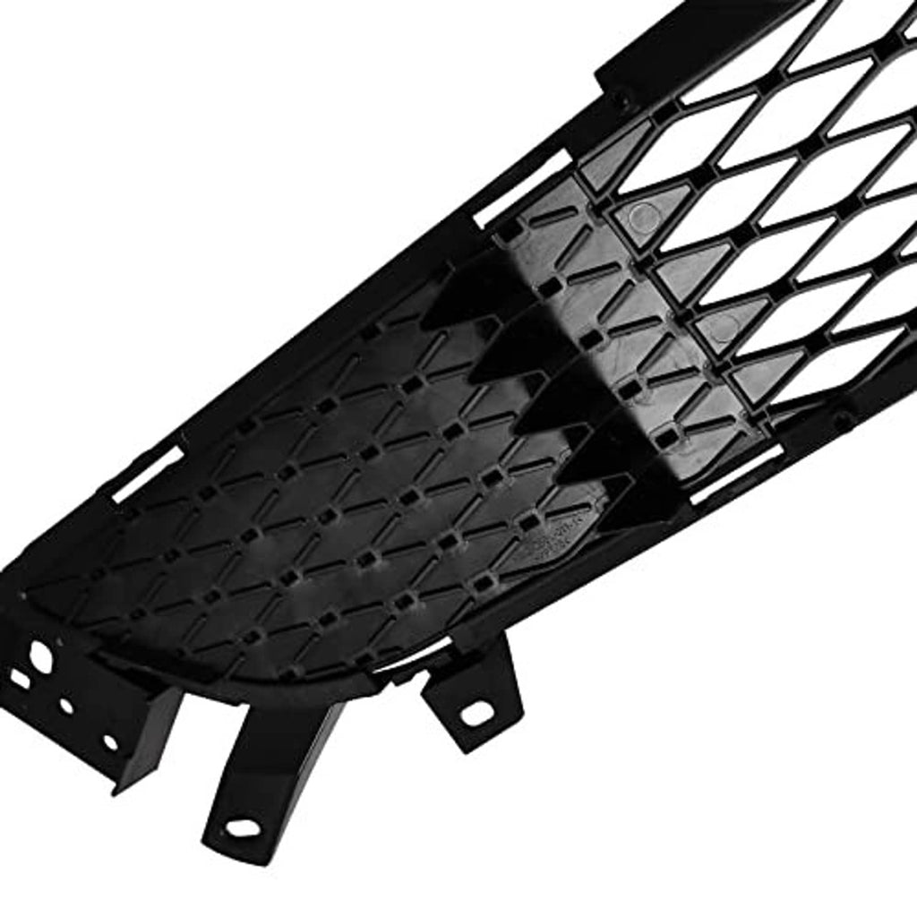 Front bumper grille cover, black curved mesh with integrated supports and holes