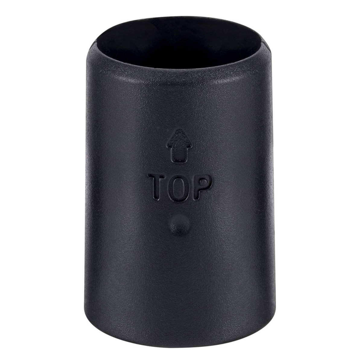 Black wire shelf lock clip sleeve with TOP mark, for 1-inch posts