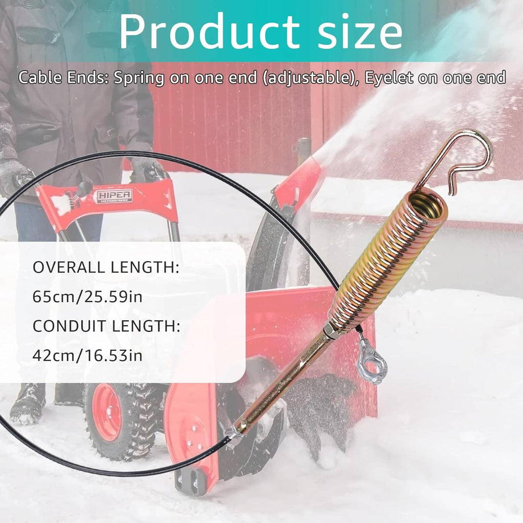 Auger control cable with black wire, coiled spring, and eyelet hook end