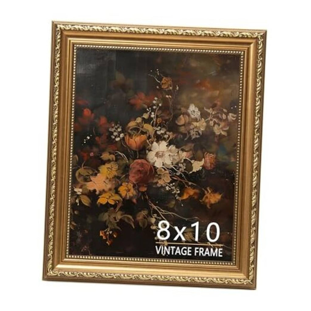 Bronze gold vintage picture frame with ornate border for 8x10 photo