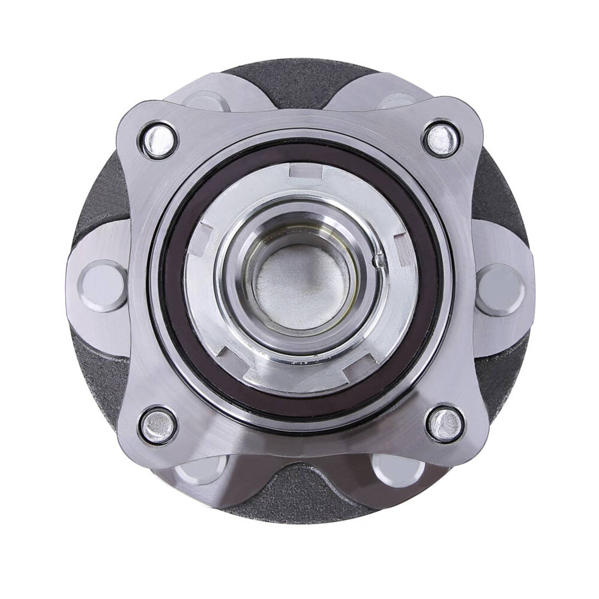Metal wheel hub bearing assembly with circular center and 5 bolt holes