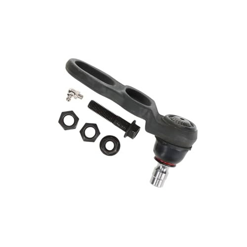 Black rubber ball joint with metal stud and separate hardware pieces
