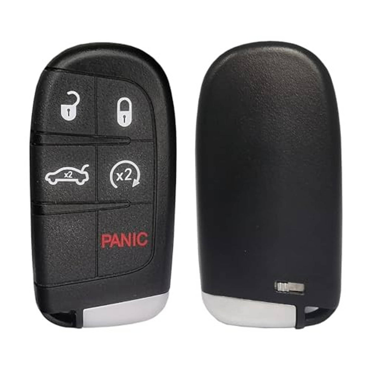Black key fob front buttons and back shell, with silver battery cover