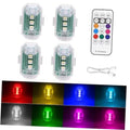 Set of clear LED strobe lights with remote and USB cable, 4 pack