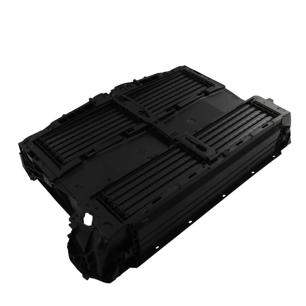 Air shutter grille housing, black plastic with slat top and side mounting brackets