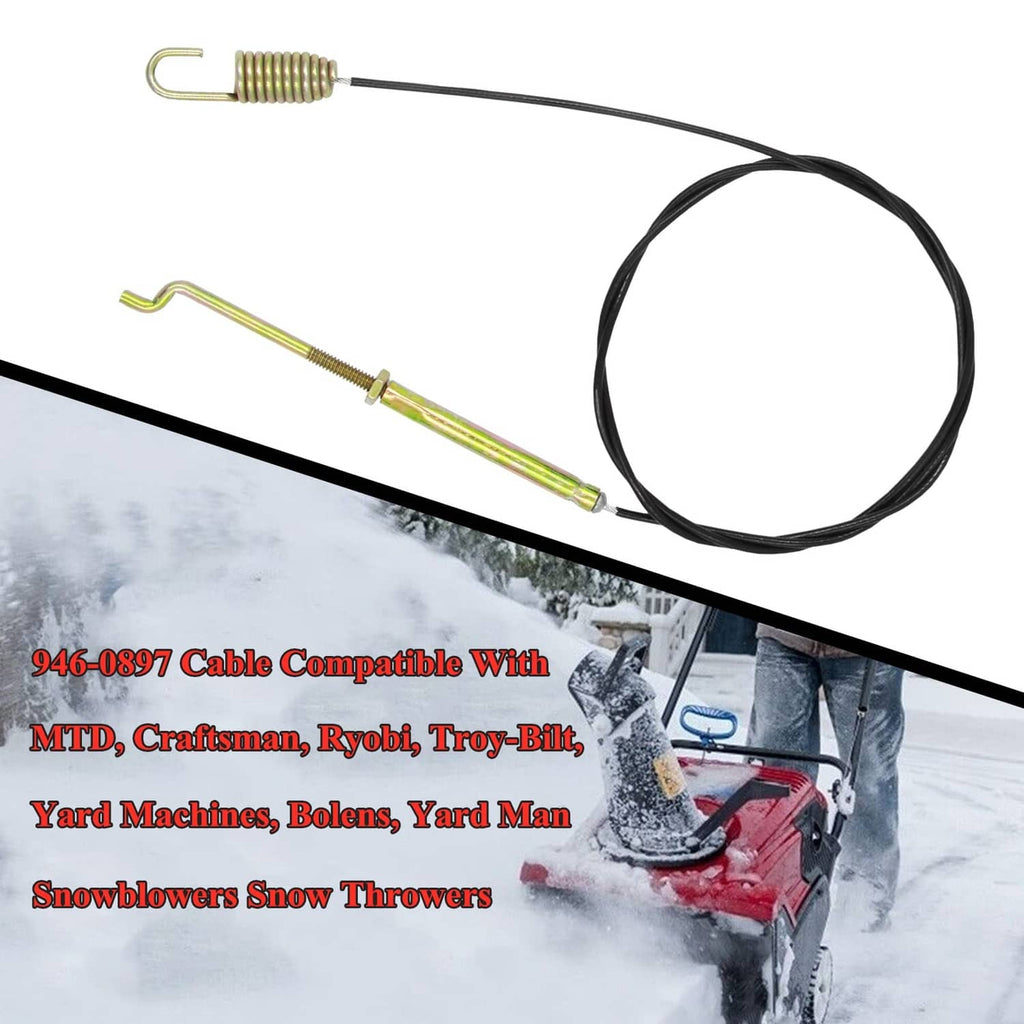 Wanotine auger clutch cable with black wire, yellow rod springs, and end hooks