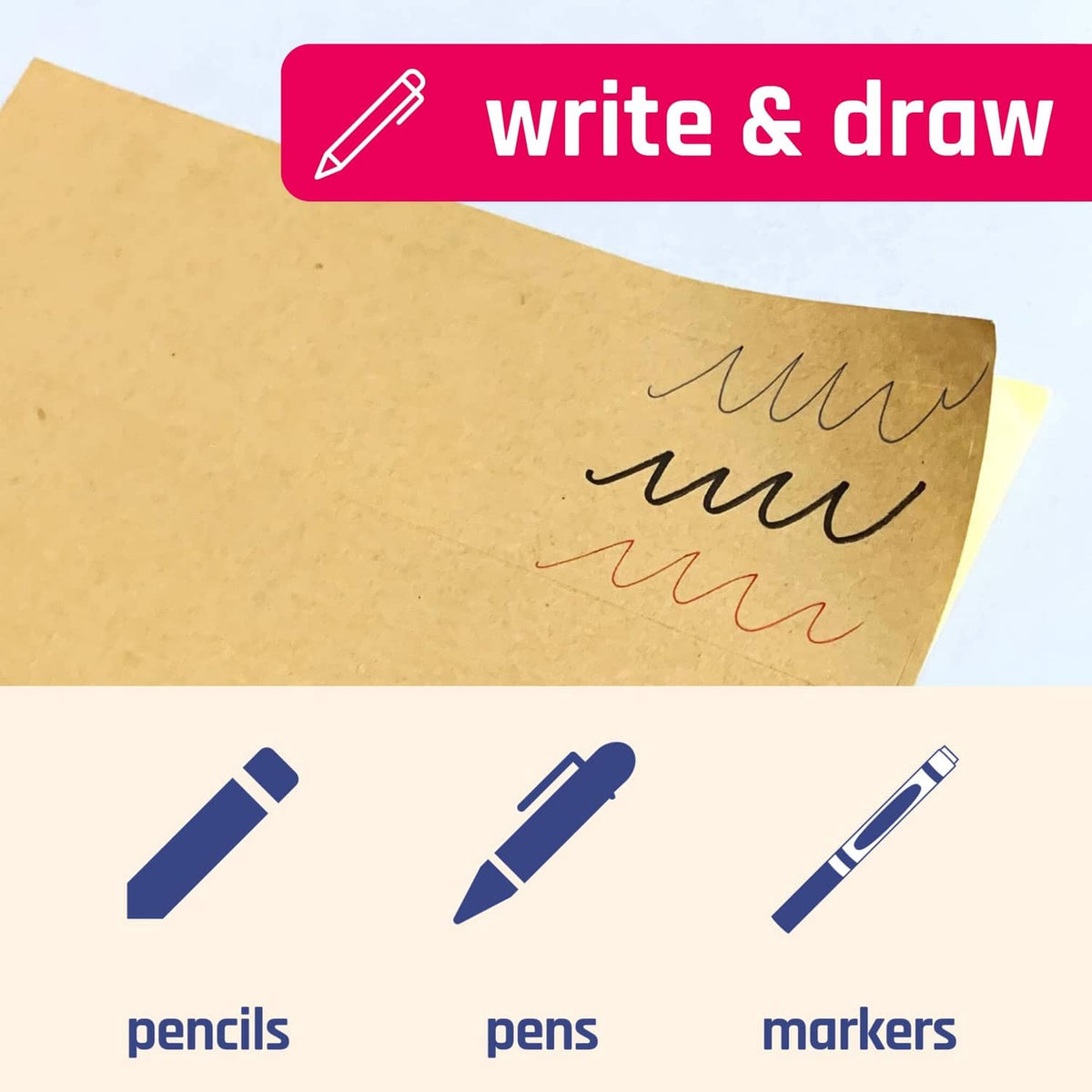 Kraft sticker paper sheet with marker-like handwriting, for custom sticker designs