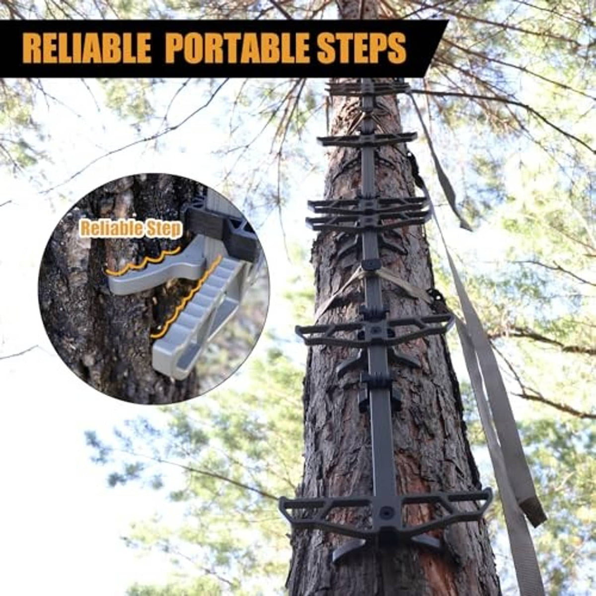 Aluminum climbing sticks with platform steps and textured, grip-style treads